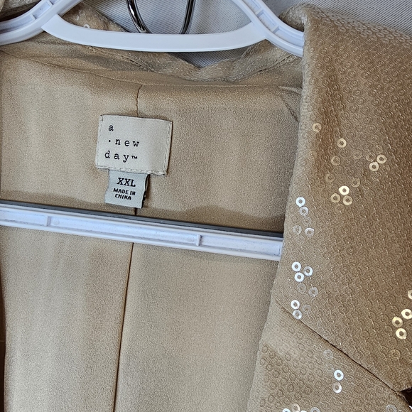 A New Day Sequin Beige Blazer - Picture 3 of 7